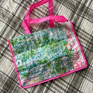 Lilly Pulitzer Pink and Green Tropical reusable Tote